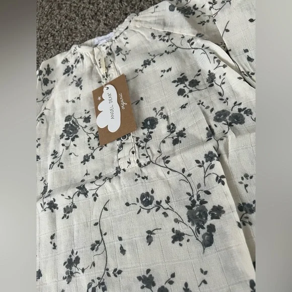 Angel Dear Cream and Gray Rose Romper - Picture 2 of 3